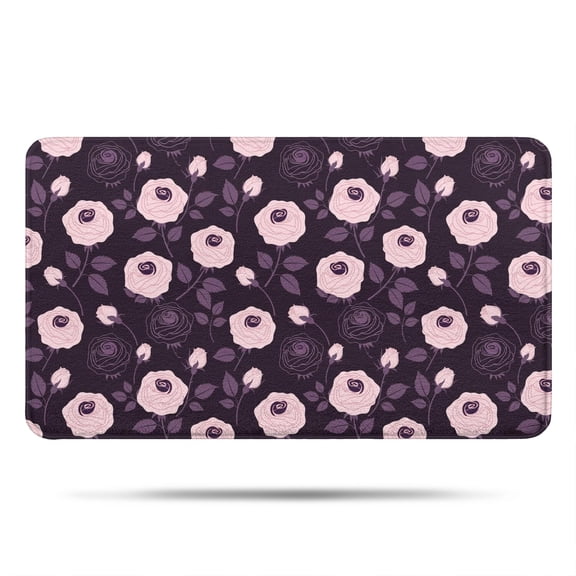 Pioneer Flower Floral Print Pattern Bathroom Rugs Mat, Non Slip Microfiber Bathroom Rug with Rubber Backing, Soft Mats for Bathroom Floor Tub Shower, 17"x30"