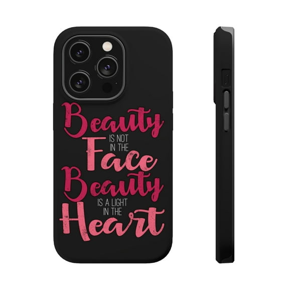 DistinctInk Tough Case for Apple iPhone 15 PRO (6.1" Screen), Compatible with MagSafe Charging - Beauty Face Beauty Heart