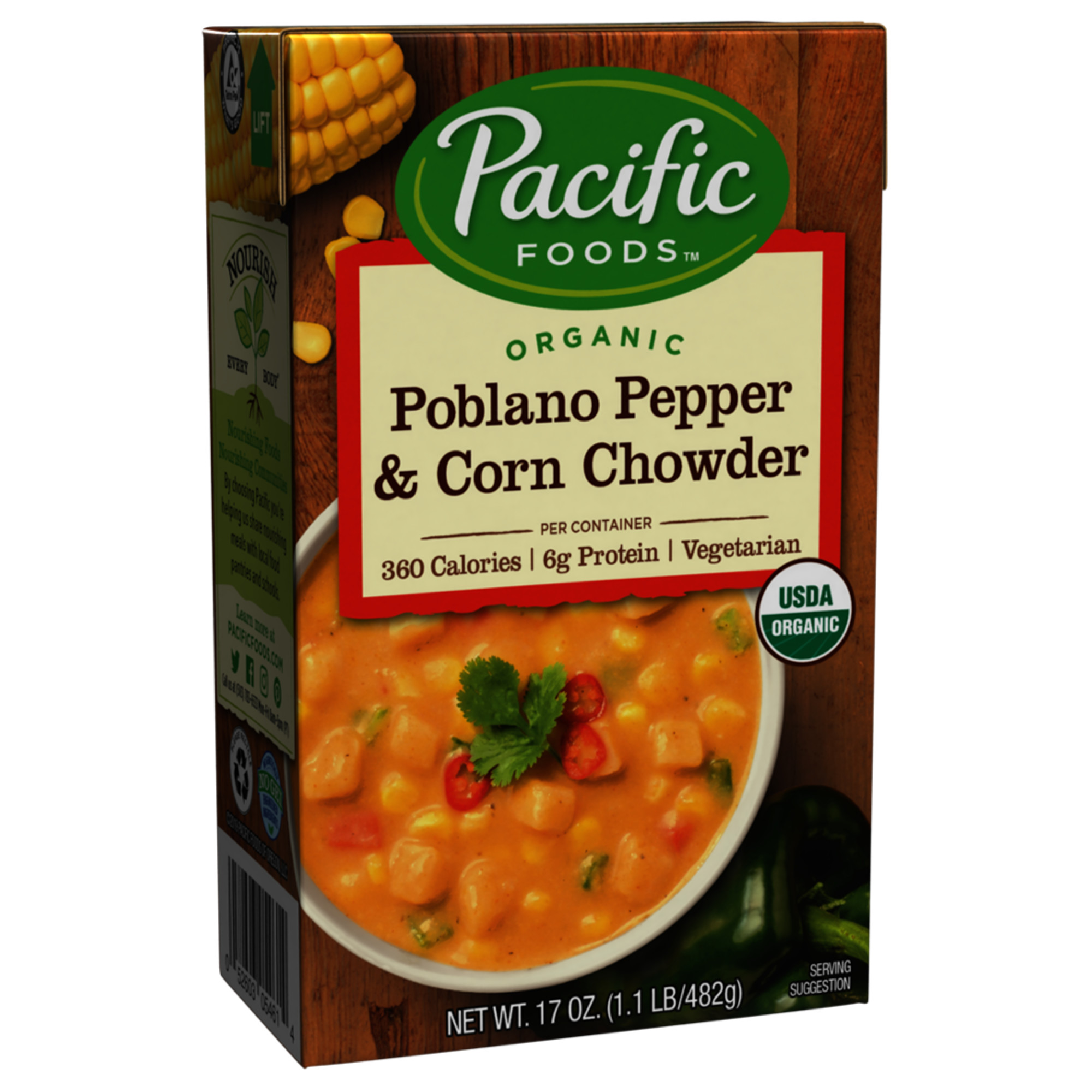 Pacific Foods Organic Poblano Pepper  Corn Chowder, 17oz - Walmart.com