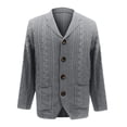 thumbnail image 5 of Men's Shawl Collar Cable Knit Cardigan Button Front Long Sleeve Sweater Jacket, 5 of 6