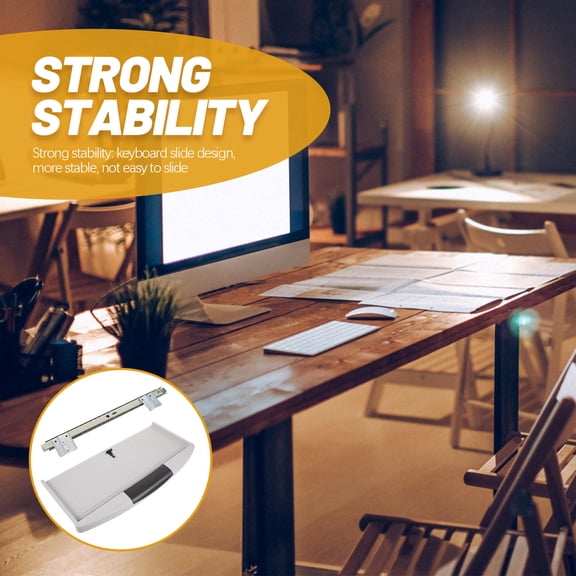 CIMAXIC 1Set Light Grey Keyboard Tray Under Desk with Smooth Sliding Drawer for Ergonomic Typing Comfort