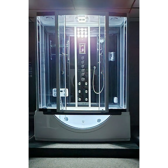 The Blue Lagoon Steam Shower Cabin with massage tub ER67- 35WSB-HD-L 67" x 35"