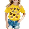 thumbnail image 1 of Zhuashum Hauts 6-7 Ans pour Filles Couleur Unie Graphique Dessin Animé Col Rond Manches Courtes Tee Basiques d'Été Tenues Rétro Jaune, 1 of 4