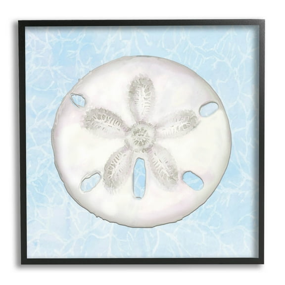 Sand Dollar Aquatic Waves Pattern Animals & Insects Graphic Art Black Framed Art Print Wall Art