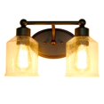 thumbnail image 5 of Lalia Home Studio Loft Modern Two Light Metal and Clear Seeded Glass Shade Vanity Uplight Downlight Wall Mounted Fixture with Matching Metal Accents for Home Décor, Bathroom, Entryway, Hallway, Black, 5 of 11