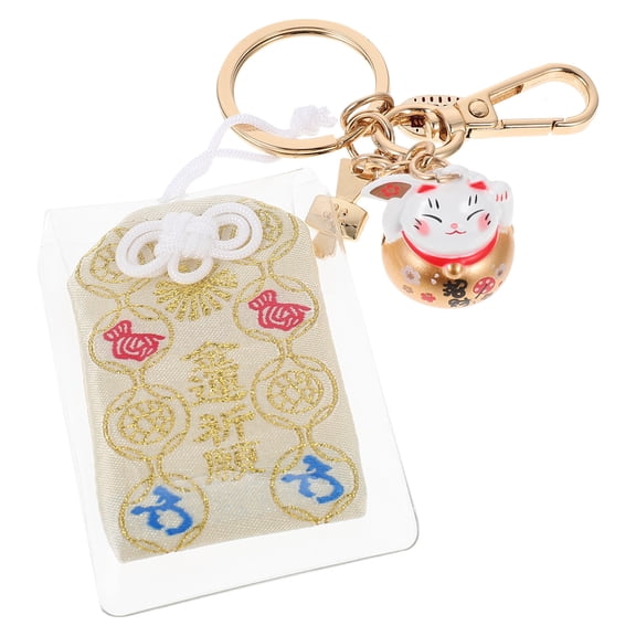 Soimiss Good Luck Keychain Cat Shape Key Holder Golden 1Pcs Festive Decoration