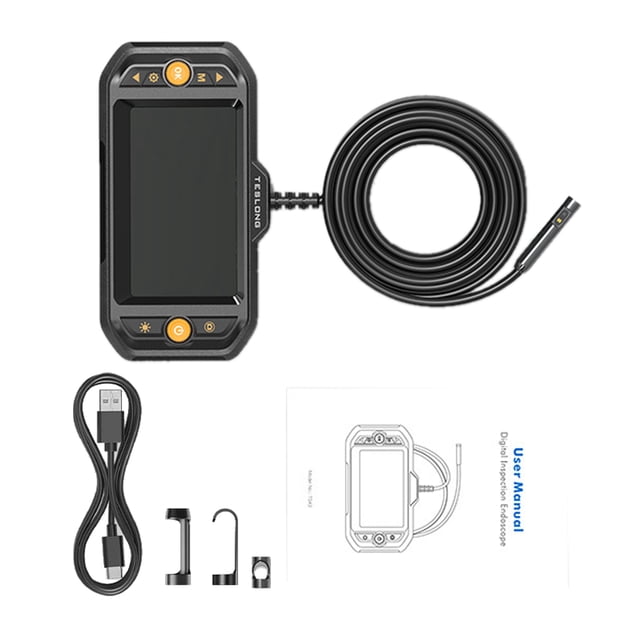 Riwcyla Écran LCD IPS Numérique 4,3 Pouces, Borescope de Détection Industriel Rechargeable, Résolution 480*720, Prise Photo avec Fil 5 m pour Drain, Égout, Plomberie, Évent, Inspection des Égouts
