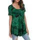 thumbnail image 3 of Camiseta de mujer Jumpingount con estampado floral manga corta cuello redondo blusa plisada tipo 4 M, 3 of 5