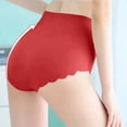 thumbnail image 4 of Xijirk Panties for Women,Plus Size Ice Silk Briefs High Waist Seamless Breathable Summer Thin for Lifting And Comfort,Womens Underwear,45-55KG,Brick Red, 4 of 5