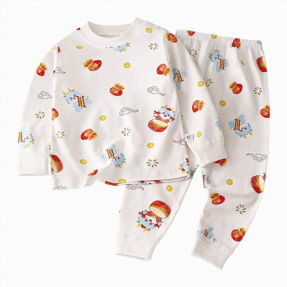 CAUYDY 2T 3T 4T 5T 24Months Toddler Boy Pajamas Little Kids Clothes Fall Winter Long Sleeve Shirt Elastic Pants 2 Piece Comfy Set Child Outfits for Boys Sizes 4-5 Years,Red