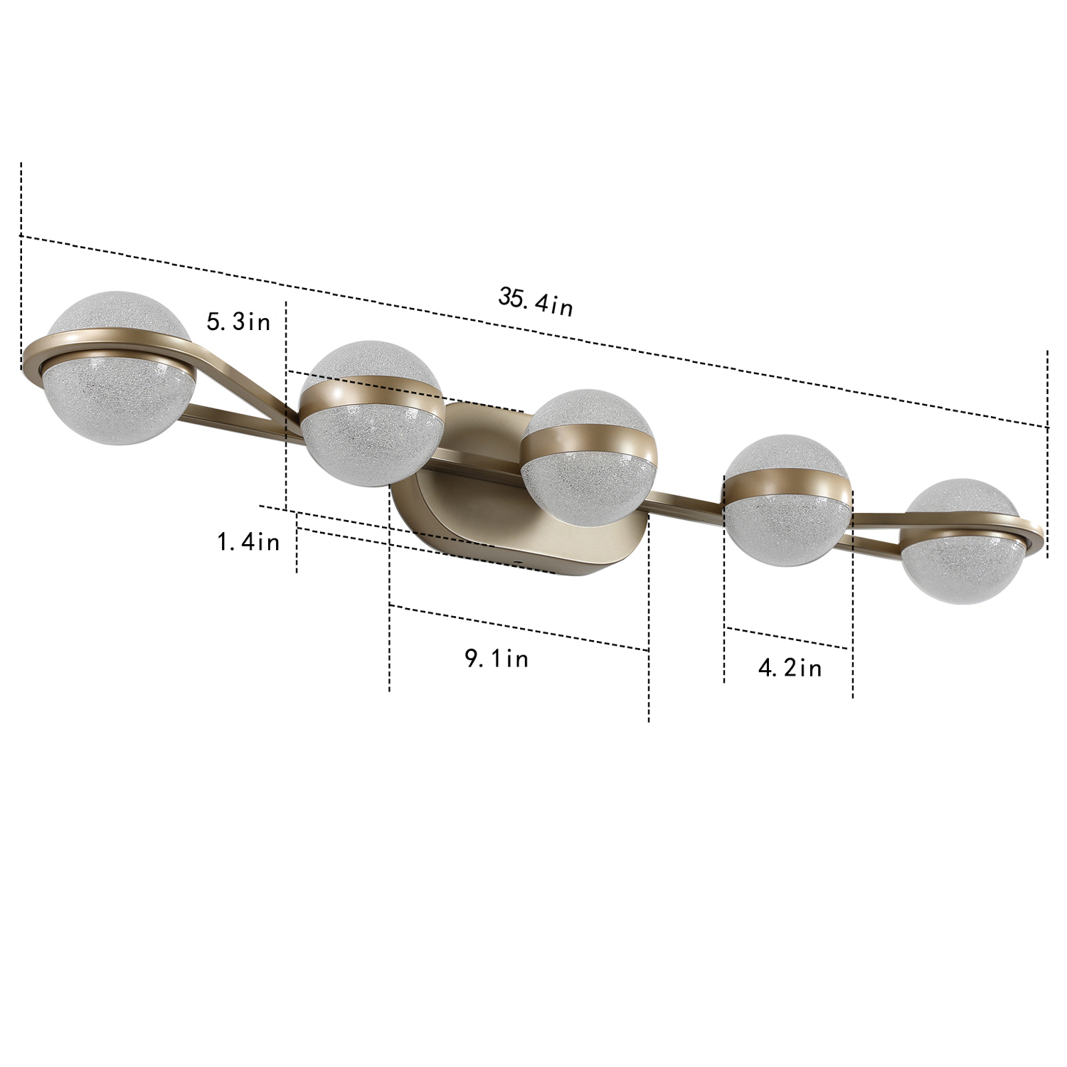 Round Ball Vanity Light 1950lumens,Creative Design Bathroom Lighting Fixture