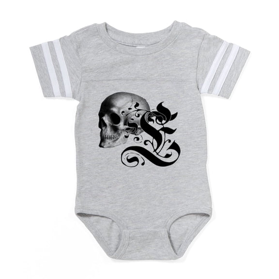 CafePress - Gothic Skull Initial E - Cute Infant Baby Football Bodysuit
