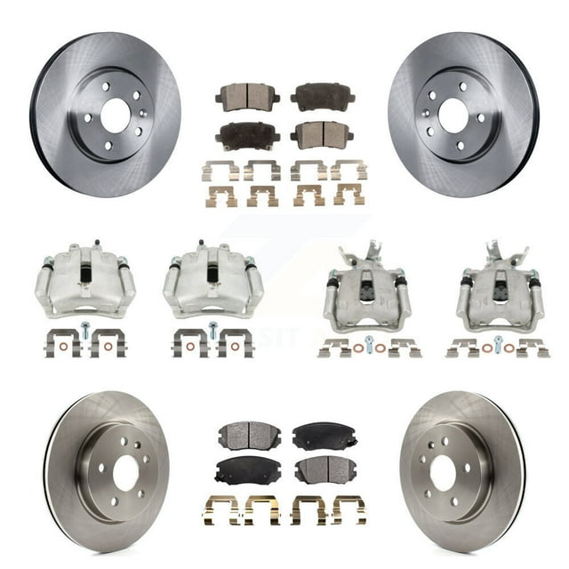 Transit Auto Front Rear Disc Brake Caliper Rotors and Semi-Metallic Pads Kit (10Pc) for Car 2016 Chevrolet Malibu Limited with 17" Factory Wheels KC8-100985P