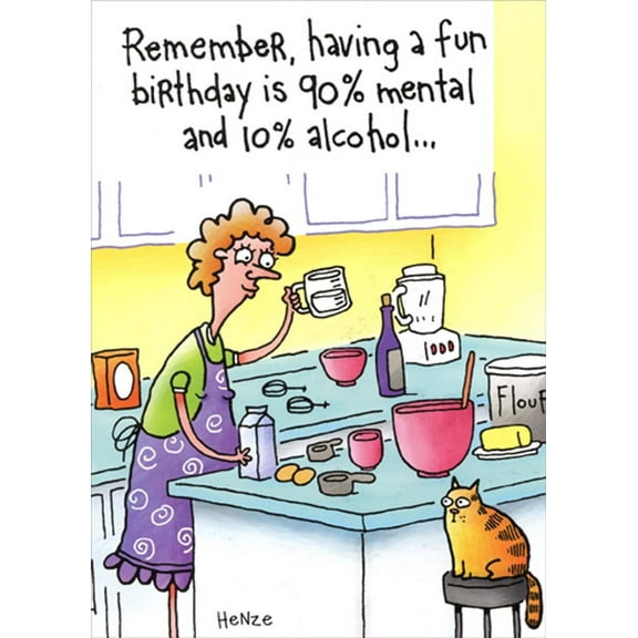 Oatmeal Studios Mental vs Alcohol Percentage Funny / Humorous Birthday Card for Her / Woman