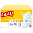 thumbnail image 2 of Glad Sacs à Ordures Blancs - Hauts 45 Litres - Febreze Parfum Frais et Propre, 60 Sacs à Ordures, 2 of 7