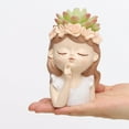 thumbnail image 2 of Washranp Small Fairy Head Planter,Resin Girl Face Flower Pot with Drainage Hole for Garden Home Decor, 2 of 4