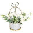 thumbnail image 1 of Flores artificiales con florero, hortensia y crisantemo, ramo floral, centro de mesa de boda para el hogar, decoración de la sala de estar o de la oficina Feliz Sencillez, 1 of 5