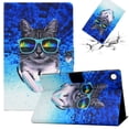 thumbnail image 1 of SaniMore Case for Samsung Galaxy Tab A8 Case 10.5" 2022 SM-X200/X205, PU Leather Tablet Auto Wake/Sleep Card Holder Anti-slip Strip Kickstand Shockproof TPU Backplane Wallet Case, Headset Cat, 1 of 12