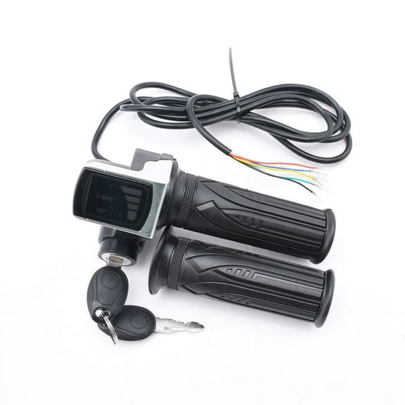 Electric Bike Throttle Grip Electric Bicycle Scooter Twist Throttle Grips with LCD Display and Power Key Locker 48V