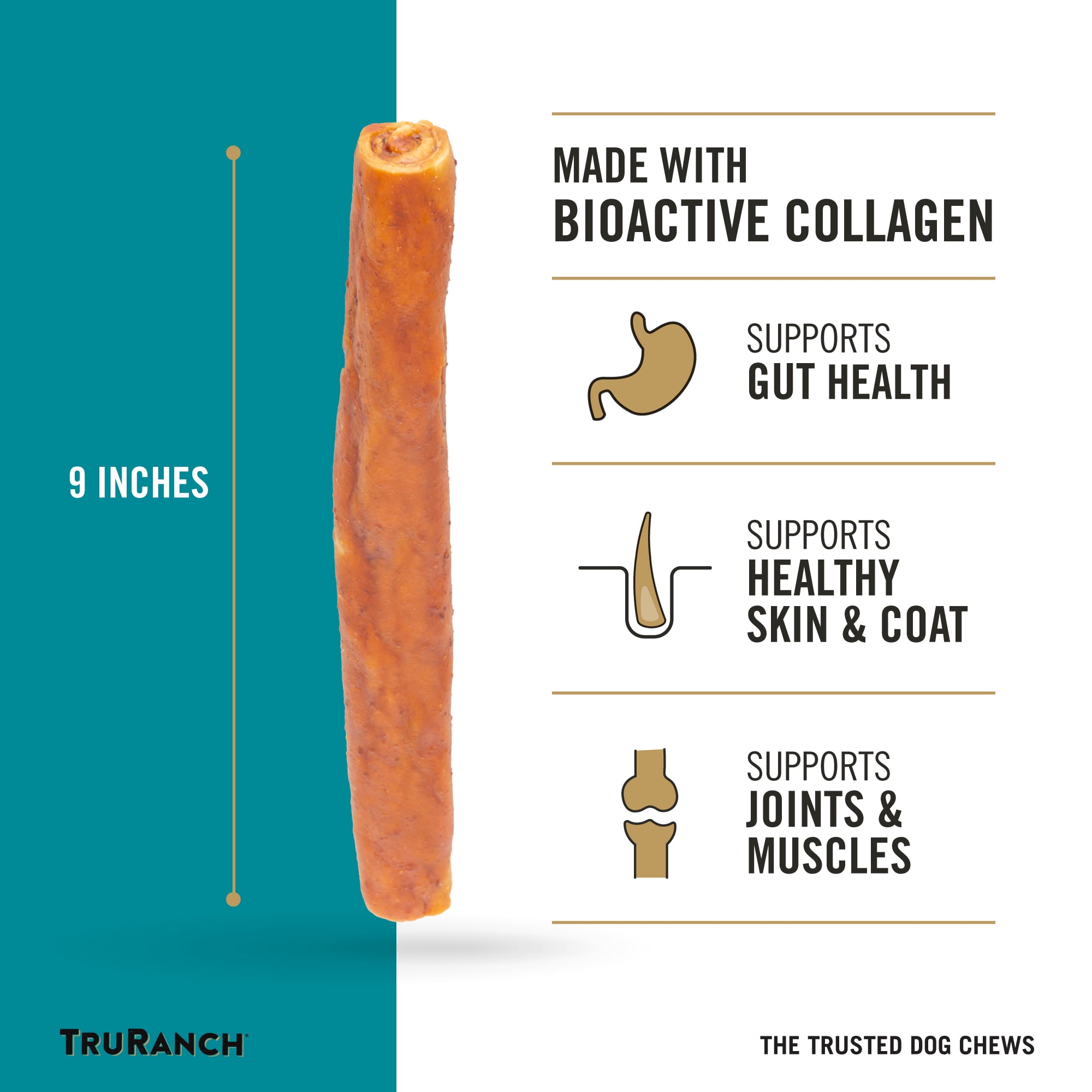(2 pack) TRURANCH Collagen Rolls - 9" Collagen Rolls for Dogs - Long Lasting Healthy Joint Support Dog Treat - Rawhide Alternative - Skin & Coat Health - Made with Real Chicken, 1 Bag, 3 Count