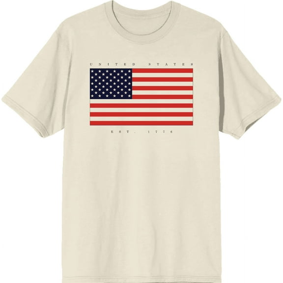 Americana United States Est 1776 Natural Men's Crew Neck Short Sleeve Tee-Medium