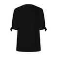 thumbnail image 7 of Short Sleeve Shirts for Women Women's Summer Fashion Solid Color V-neck Casual Short Sleeved Top With Tied Sleeves Short Sleeved V-neck Top/shirt Gift for Her, S-2XL, 7 of 7