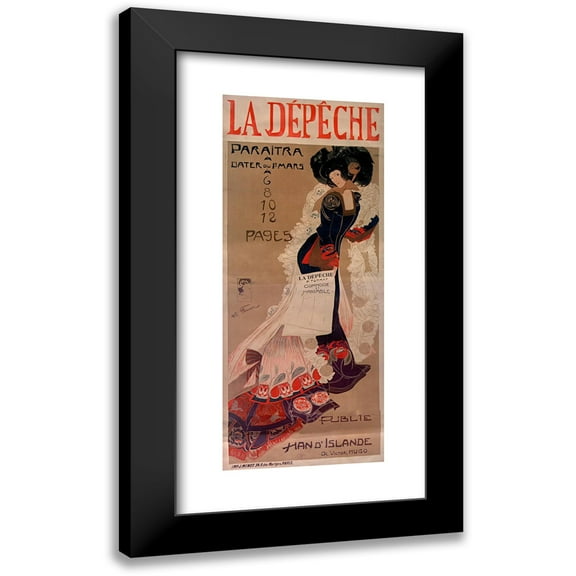 Georges de Feure 8x14 Black Modern Framed Museum Art Print Titled - Depeche (1900)