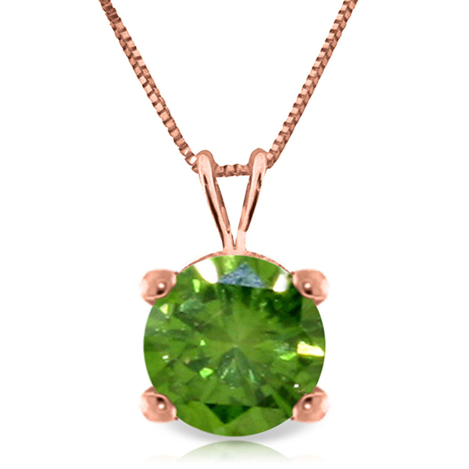 ALARRI 0.45 Carat 14K Solid Rose Gold Solitaire Opal Necklace with 18 Inch Chain Length