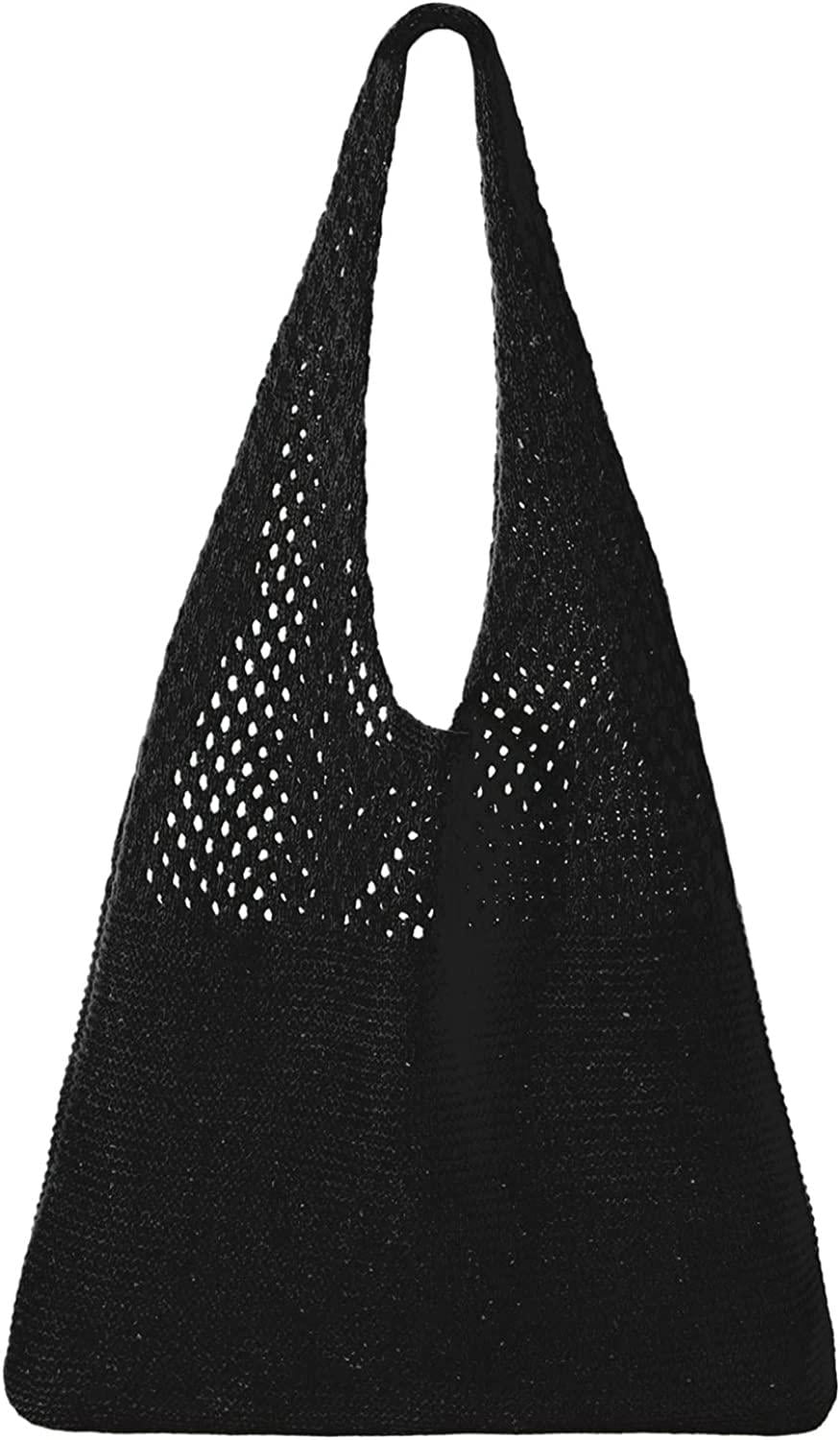 Crochet Mesh Beach Tote Bag Summer Y2K Aesthetic Knit Shoulder Bag