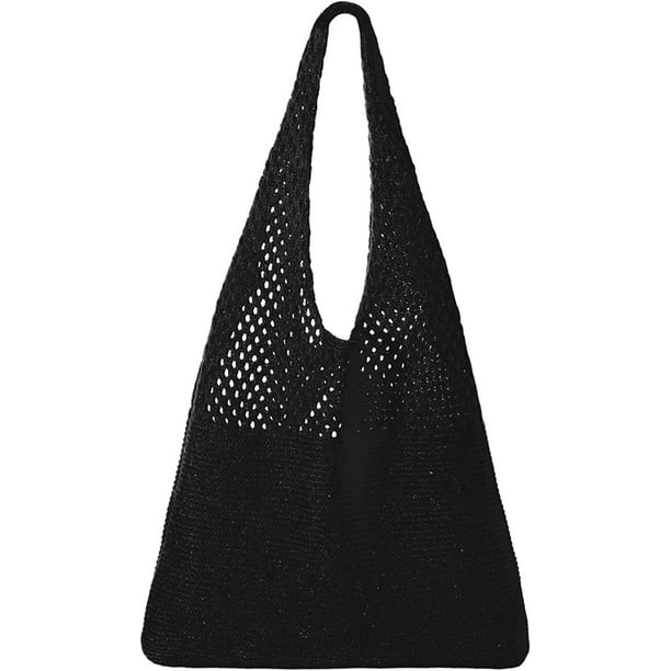 Crochet Mesh Beach Tote Bag Summer Y2K Aesthetic Knit Shoulder Bag