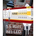 thumbnail image 4 of Satco S12494 LED Filament B11 Candle Light Bulbs 5.5W 120V 3000K E12 Candelabra Base Dimmable WET Location (10 Pack), 4 of 13