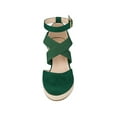 thumbnail image 6 of BLISSFUL STEP Women's Espadrilles Wedge Sandals Platform Close Toe Cross Strap Sandal Emerald Green 8.5, 6 of 8
