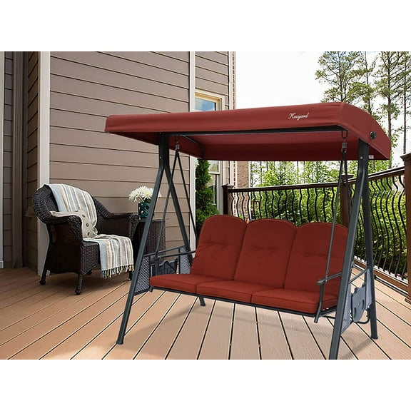 Kozyard Herbert 3 Seat Outdoor Deluxe Steel Porch Swing with Comfortable Cushion (Terracotta)