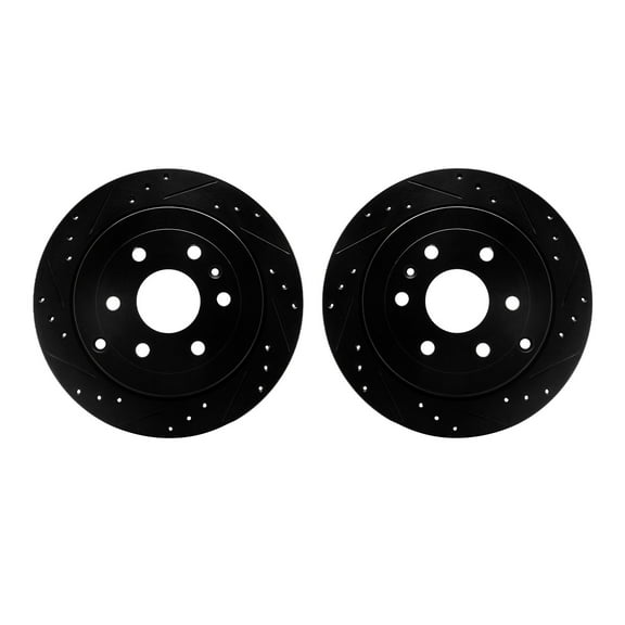 Dynamic Friction Company Rear Brake Rotors-Drilled and Slotted-Black 8002-48052
