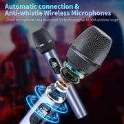 FanFun Karaoke Machine with 2 Wireless Microphones, Bluetooth Speaker, Portable PA System for Party, Sing Machine with Deep Bass, T10-T