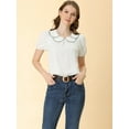 thumbnail image 2 of DARING DIVA Women's Retro Puff Sleeve Peter Pan Collar Blouse Top XS White, 2 of 6