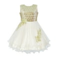 thumbnail image 4 of Robe Fille Fleur Champagne Dentelle Scintillante Robe de Concours 8 Ans, 4 of 8