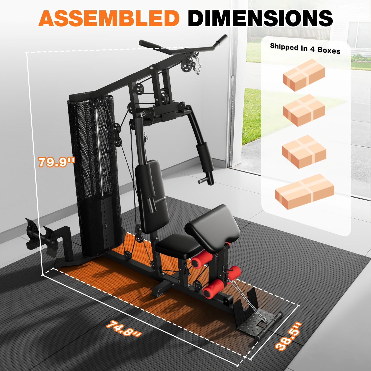 Home Gym, Multifunctional H11 Home Gym Equipment, Workout Station with 150LBS Weight Stack, Exercise Equipment with Pulley System for Full Body Training