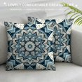 thumbnail image 3 of YANMS Blue Ceramic Pattern Throw Pillow Covers Floral Geometric Flower Pillowcases Cushion Cover for Men Women Sofa Bed, 3 of 5