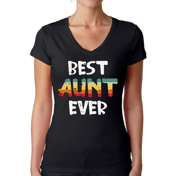 Christmas Gifts for Aunt - Aunt V-Neck Shirt - Aunt Birthday Gifts Best Aunt Ever Women T-Shirt - Auntie Tee for Her Merry Xmas Shirts