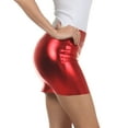 thumbnail image 4 of Sakkas Women's Shiny Metallic Liquid Mini Skirt - Red - Medium, 4 of 7