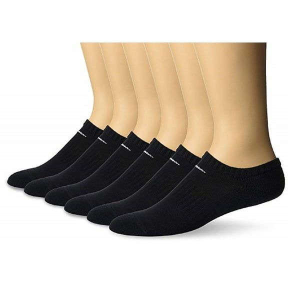 Nike Unisex Everyday Cotton Cushioned No Show Training Socks with DRI-FIT Technology, Large, Black (6 Pairs)
