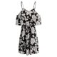 thumbnail image 4 of Vestido corto floral para mujer Ticfox Correa espagueti Hombro frío Elástico Cintura media Negro S, 4 of 6