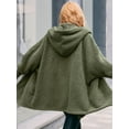 thumbnail image 5 of Franhais Women's Plush Reversible Hooded Jacket Solid Color Long Sleeve Open Front Loose Coat with Pockets, 5 of 7