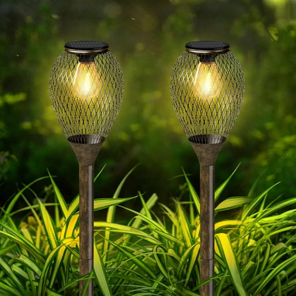 Solar Pathway Lights Outdoor, LED Solar Lights for Outside IP65 Waterproof Landscape Path Garden Decorative Lights Solar Powered Lighting for Yard Patio Walkway Driveway Decor, 2 Pack