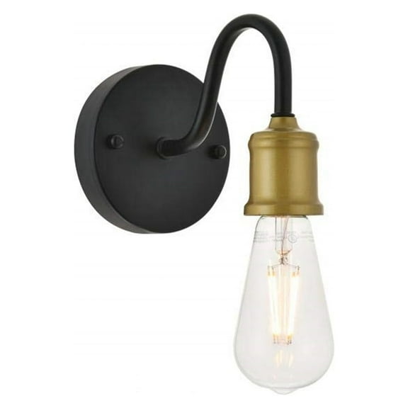 Serif 1 light brass and black Wall Sconce