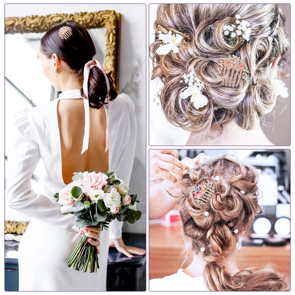 Milisten Set of 4 Rhinestone Hair Side Combs for Women, Perfect for Daily Wear and Special Events