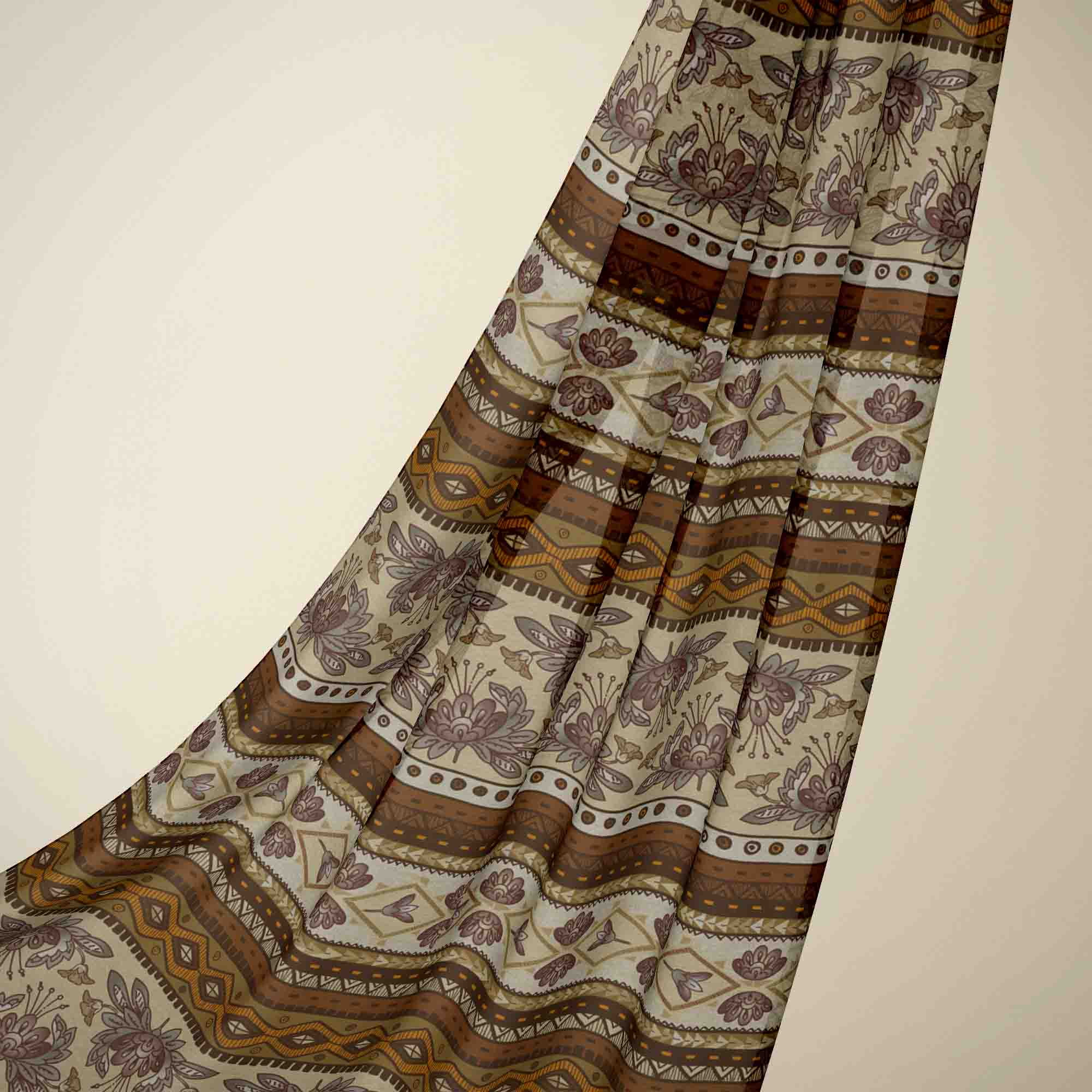 David Textiles 57" Chiffon Floral Fabric By the Yard, Brown|Multi
