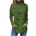 thumbnail image 1 of FAIWAD Plus Size Tops for Women Long Sleeve Round Neck Print Slim Stretch Pullover Tops, 1 of 4