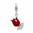 thumbnail image 1 of FB Jewels Sterling Silver CZ Red Enameled Tulip Flower w/Lobster Clasp Charm, 1 of 1